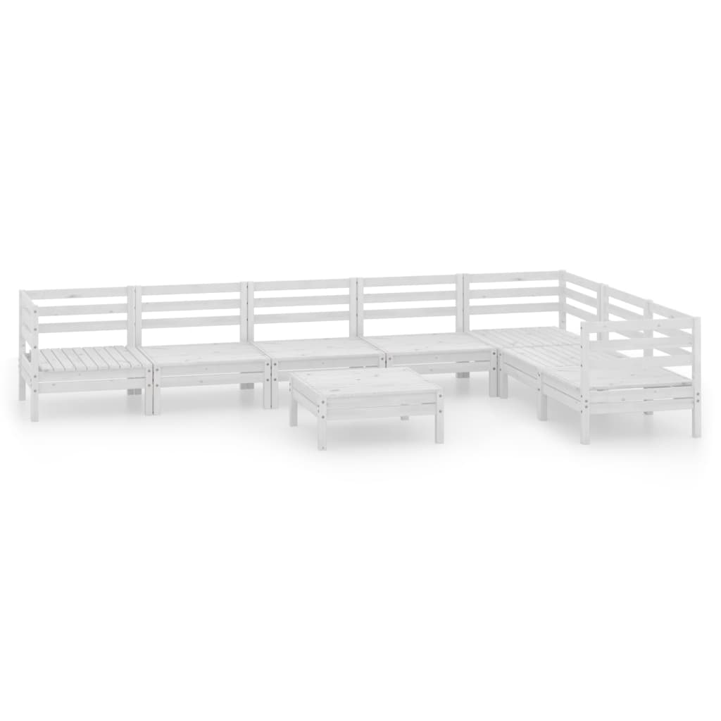 8-tlg. Garten-Lounge-Set Massivholz Kiefer Weiss